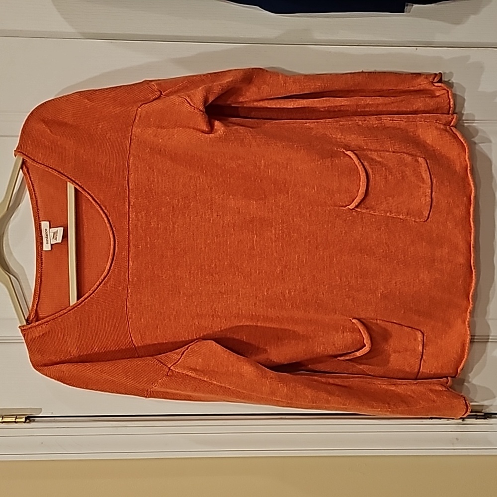 NWOT SUNDANCE ORANGE LINEN SWEATER TOP LG  !REDUCED!